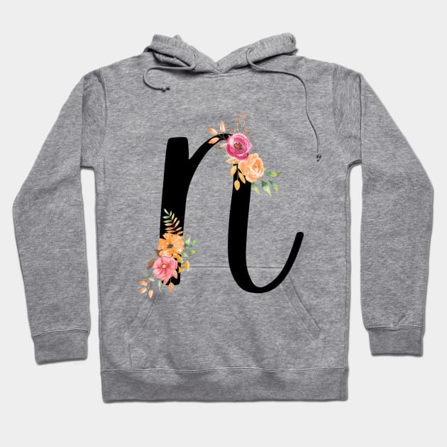 Letter N With Watercolor Floral Wreath Hoodie by NatureGlow